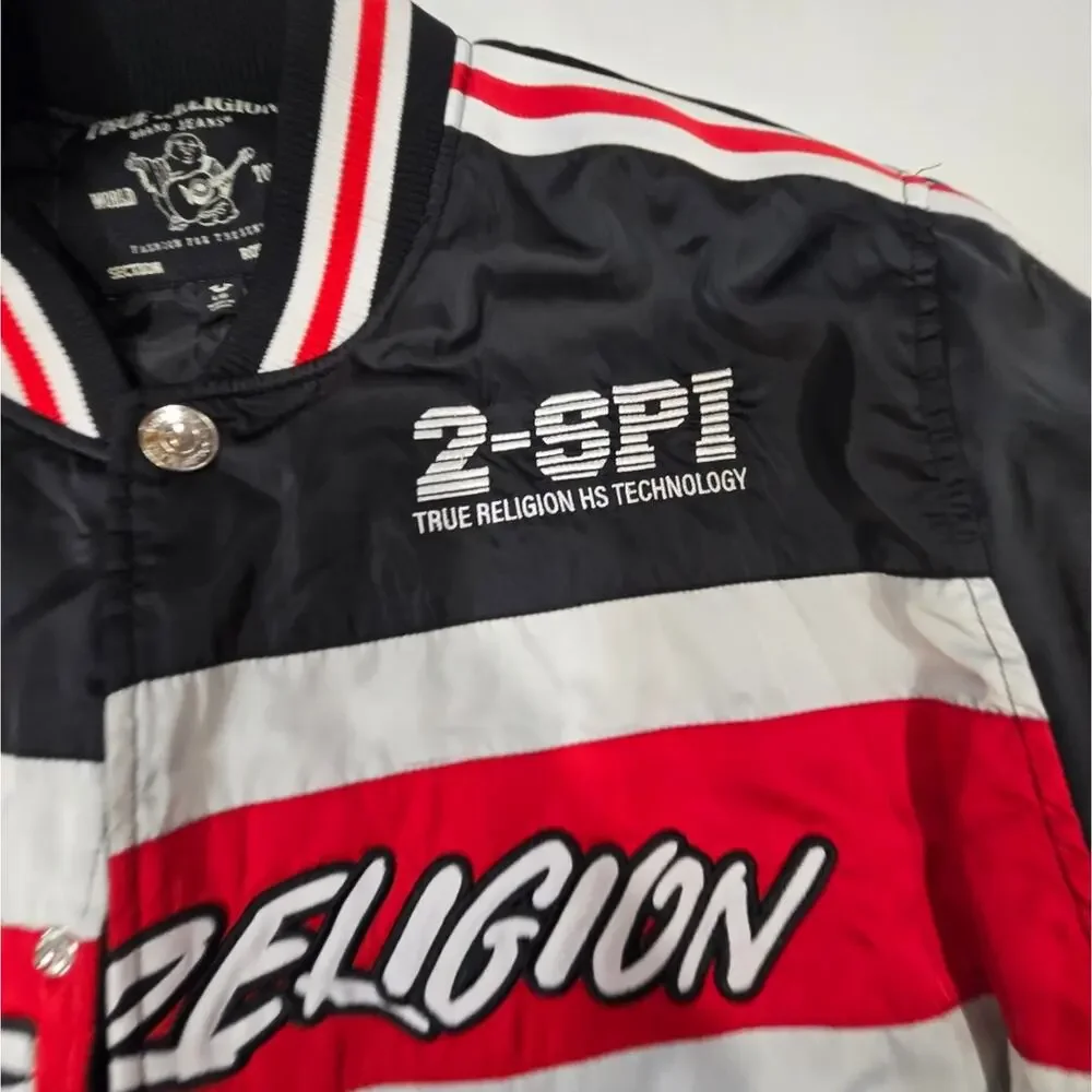 True Religion Racing Bomber Jacket in Jet Black